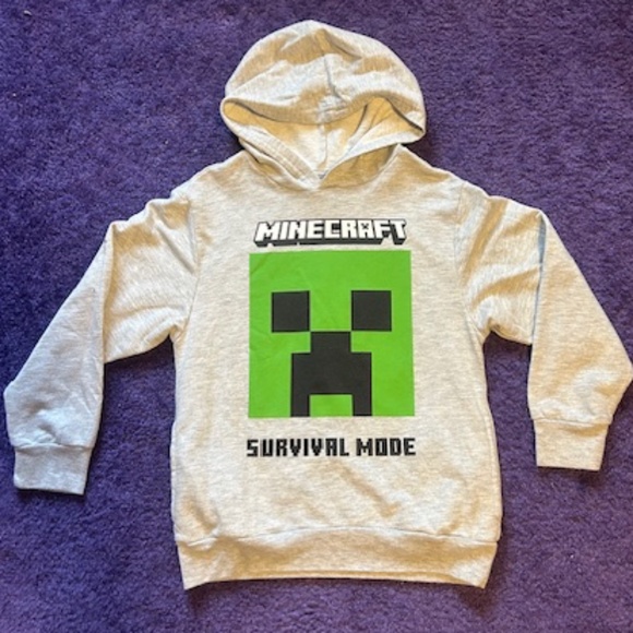 Boys Minecraft hooded sweatshirt - Heather Grey - Small - Picture 1 of 7